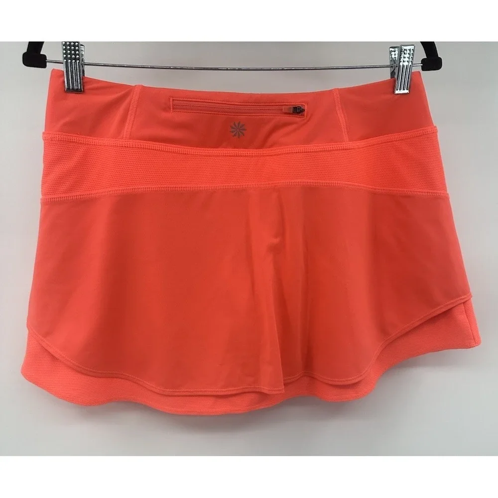 Athleta Women's Tennis Golf Neon Orange‎ Active Skort Skirt Pockets Size Medium - Picture 4 of 9